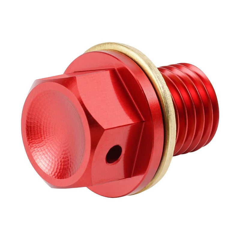 NICECNC Red M12 x 1.5 Magnetic Oil Drain Plug Bolt Dirt/Street Bike Compatible with Honda XR650L 1993-2021, CR125 CR250 CR480 CR500 CR125R CR250R, CBR400R 500R 600RR CBR1000RR,See Fitment - Image 2